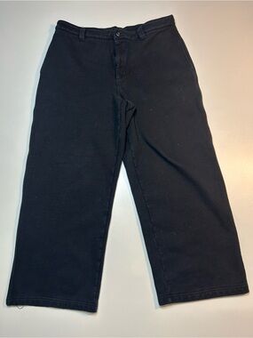 TNA Aritzia Black Wide Leg Crop Twill Utility Chino Pants Staple
